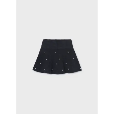 NAVY KNIT SKIRT PEARL PRINT / 4907-084