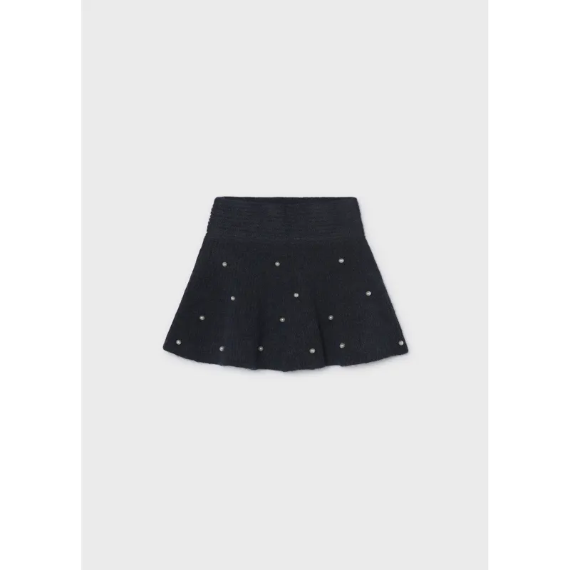 NAVY KNIT SKIRT PEARL PRINT / 4907-084
