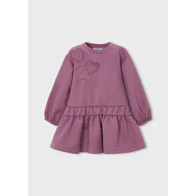 VIOLET 3D FLEECE DRESS HEART APPLIQUE / 4911-092