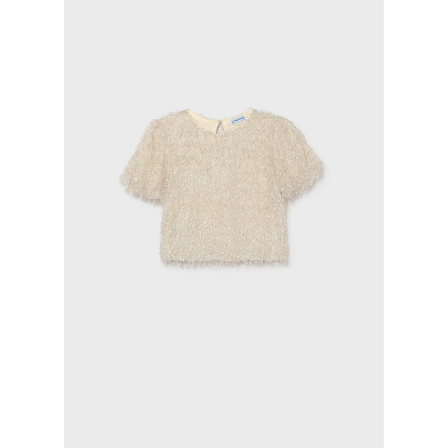 CREAM FRINGED TOP SHORT SLEEVE / 7067-044