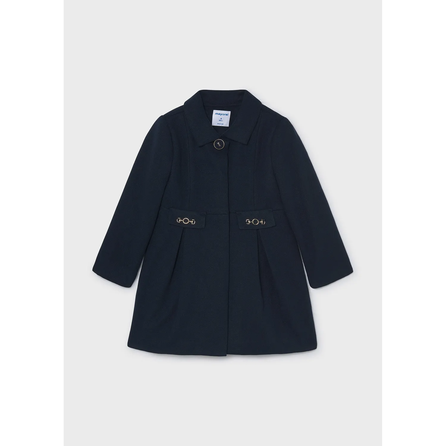 NAVY WOOL COAT2 IMITATION POCKETS WITH PLEATS / 4413-019