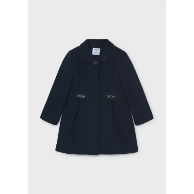 NAVY WOOL COAT2 IMITATION POCKETS WITH PLEATS / 4413-019