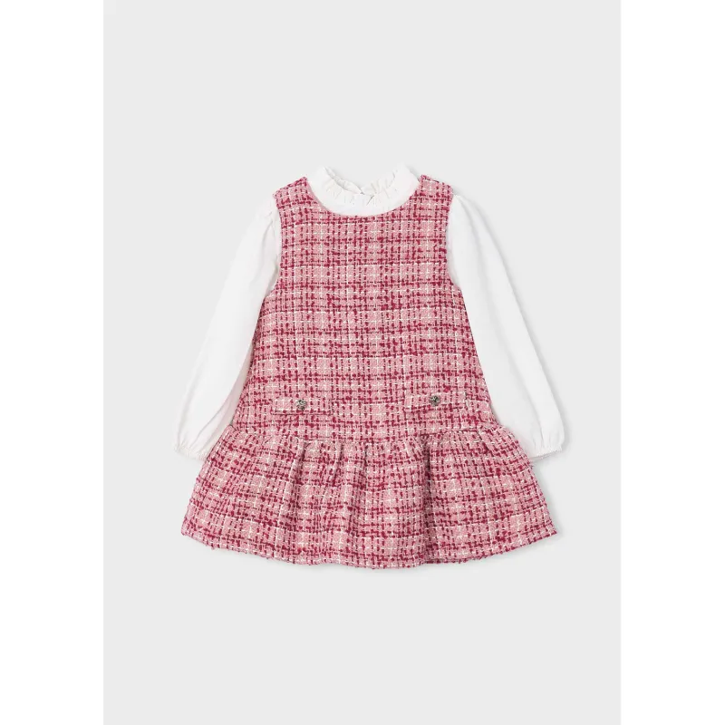 PINK & RED PLAID & CREAM PINAFORE DRESS COMBINED / 4929-039