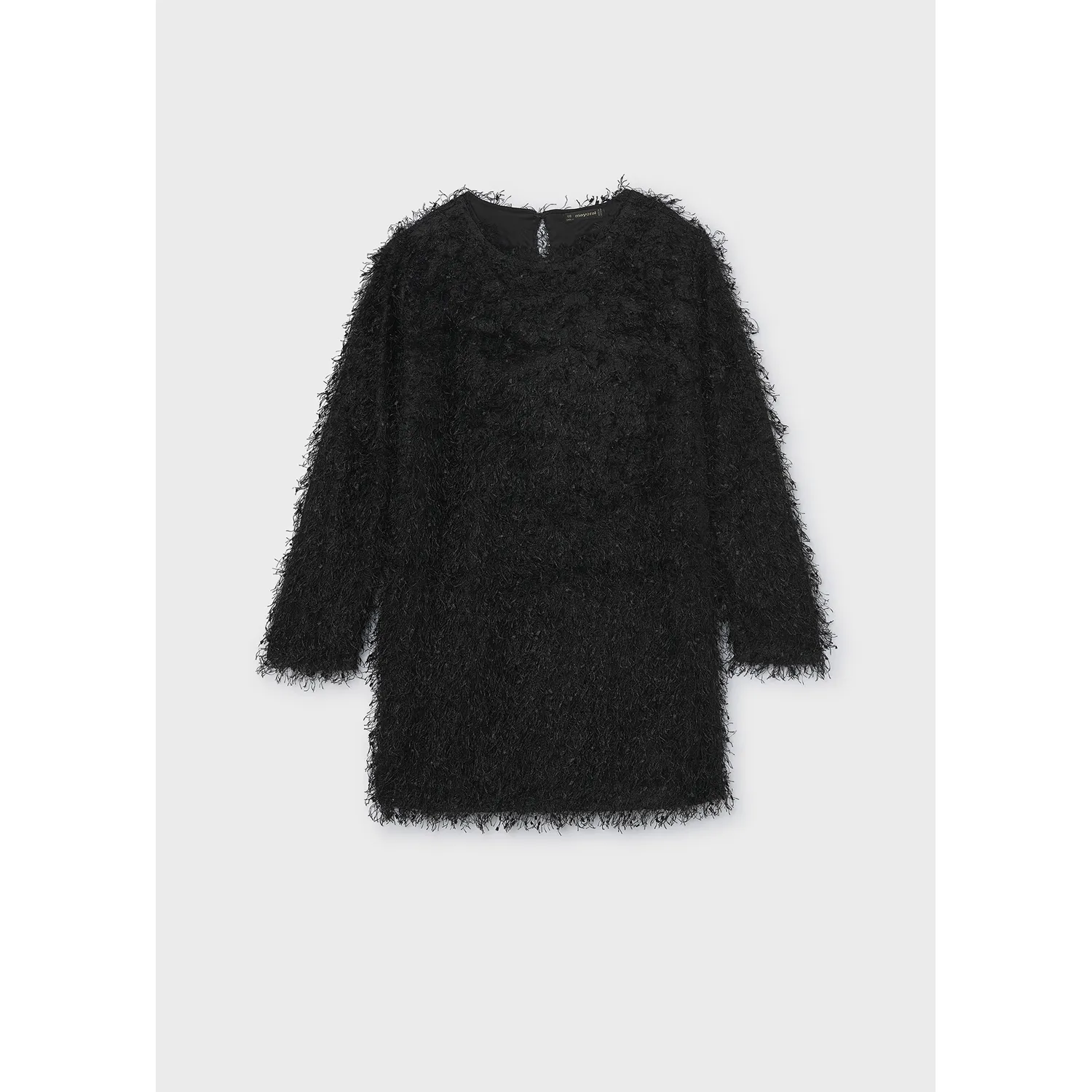 BLACK FRINGED DRESS LONG SLEEVE / 7941-046