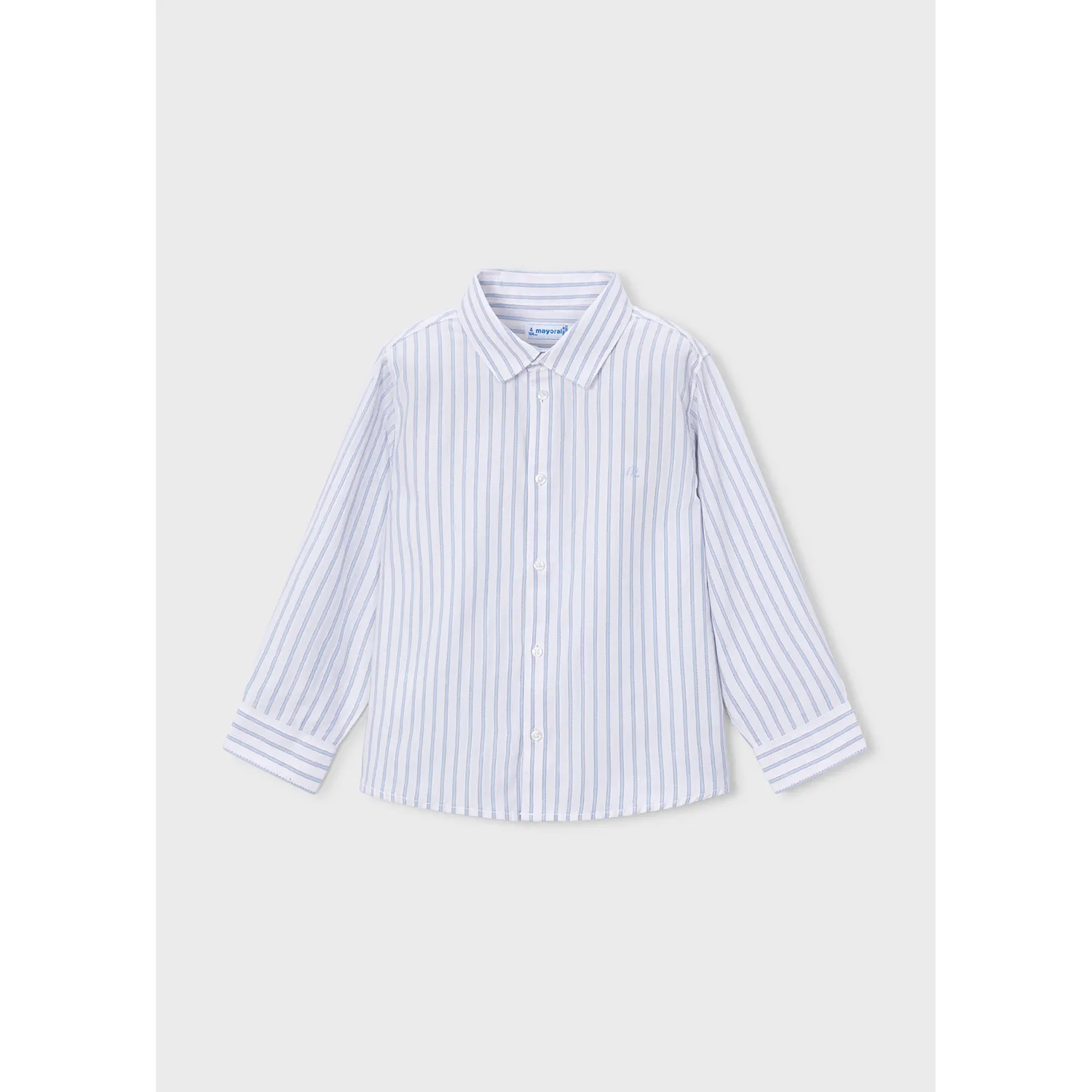 WHITE & SKY BLUE STRIPE SHIRT LONG SLEEVE / 146-054