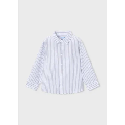 WHITE & SKY BLUE STRIPE SHIRT LONG SLEEVE / 146-054