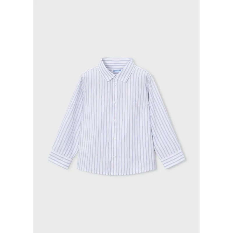 WHITE & SKY BLUE STRIPE SHIRT LONG SLEEVE / 146-054