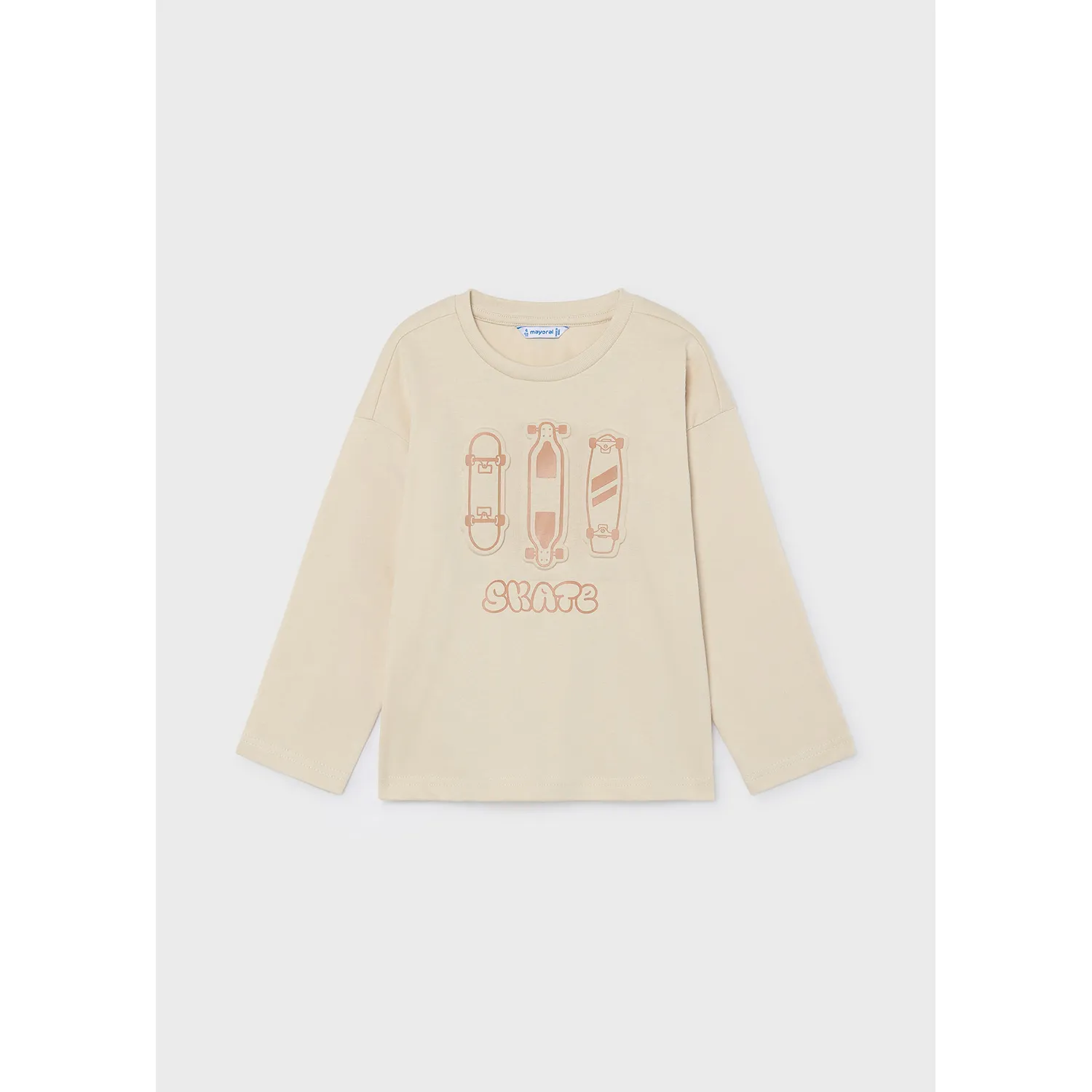BEIGE TSHIRT EMBOSSED SKATEBOARD LONG SLEEVE / 4004-077
