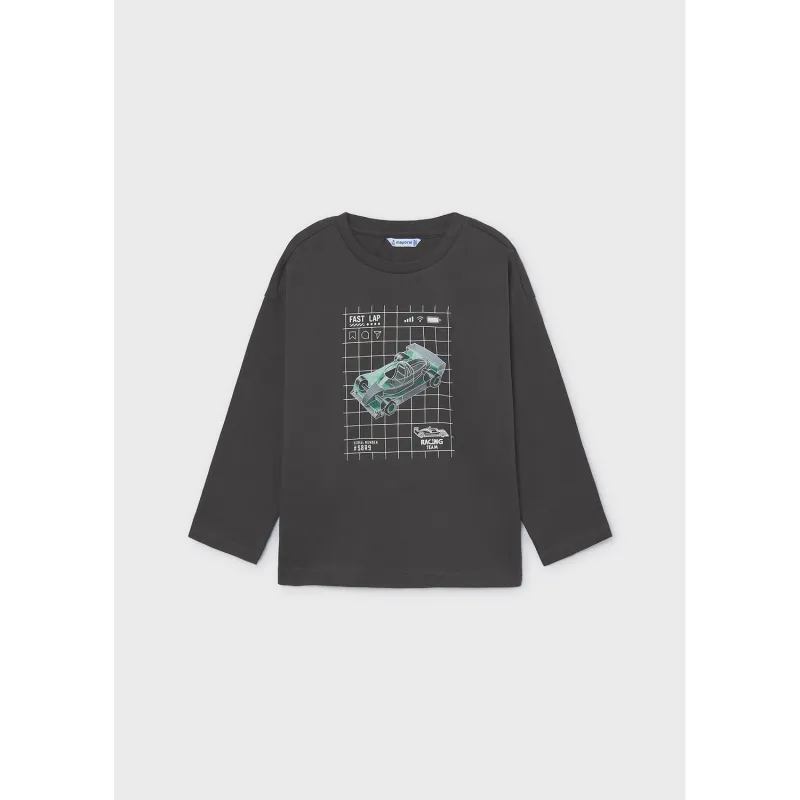 CHARCOAL GREY TSHIRT GLOW IN THE DARK CAR LONG SLEEVE / 4013-032