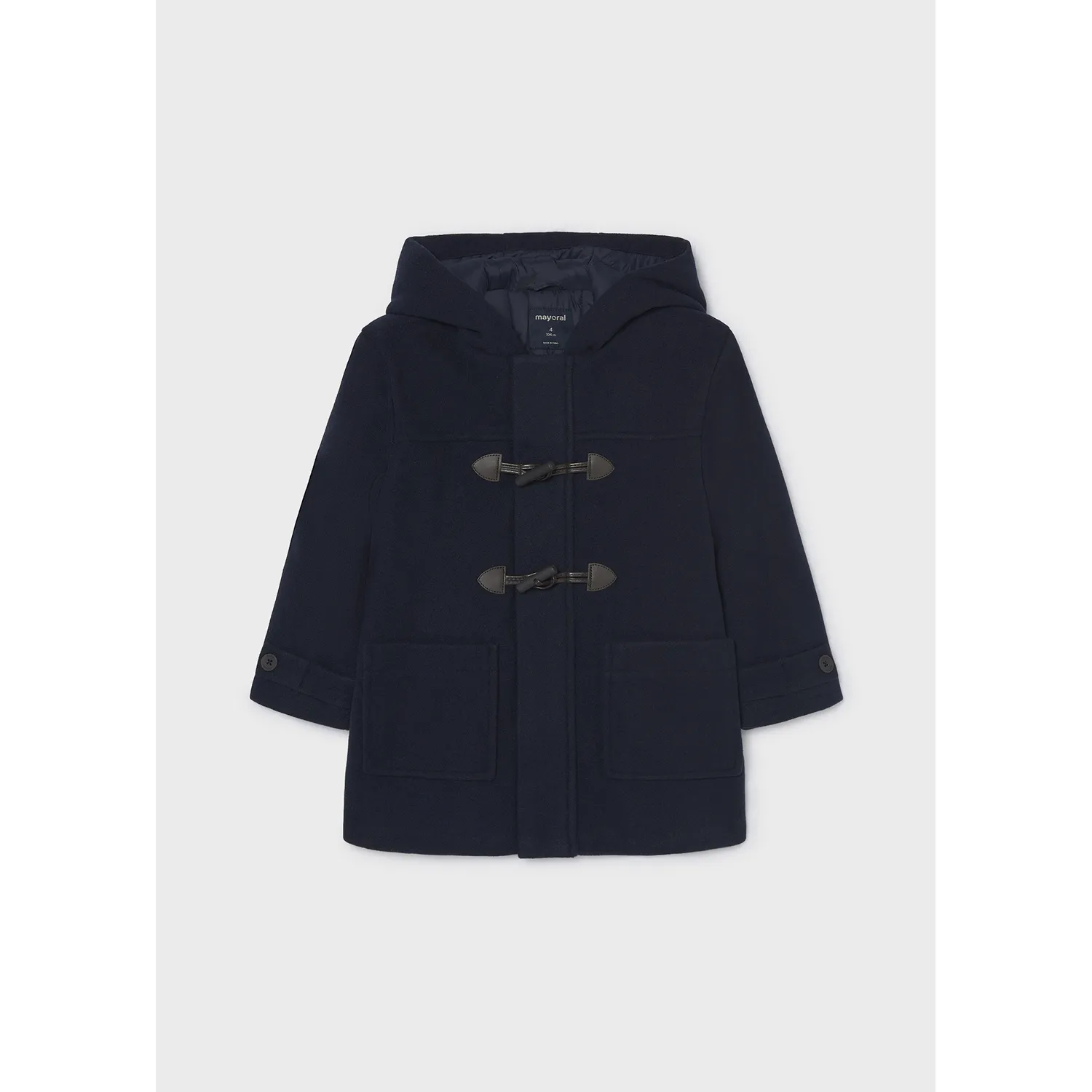 NAVY HOODED TRENCH COAT 2POCKETS TOGGLE TRIM / 4472-019