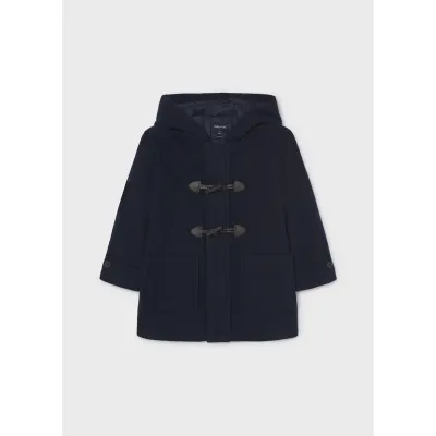 NAVY HOODED TRENCH COAT 2POCKETS TOGGLE TRIM / 4472-019