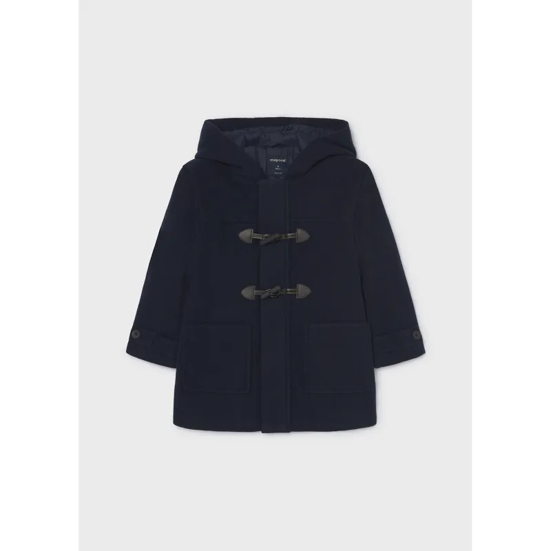 NAVY HOODED TRENCH COAT 2POCKETS TOGGLE TRIM / 4472-019