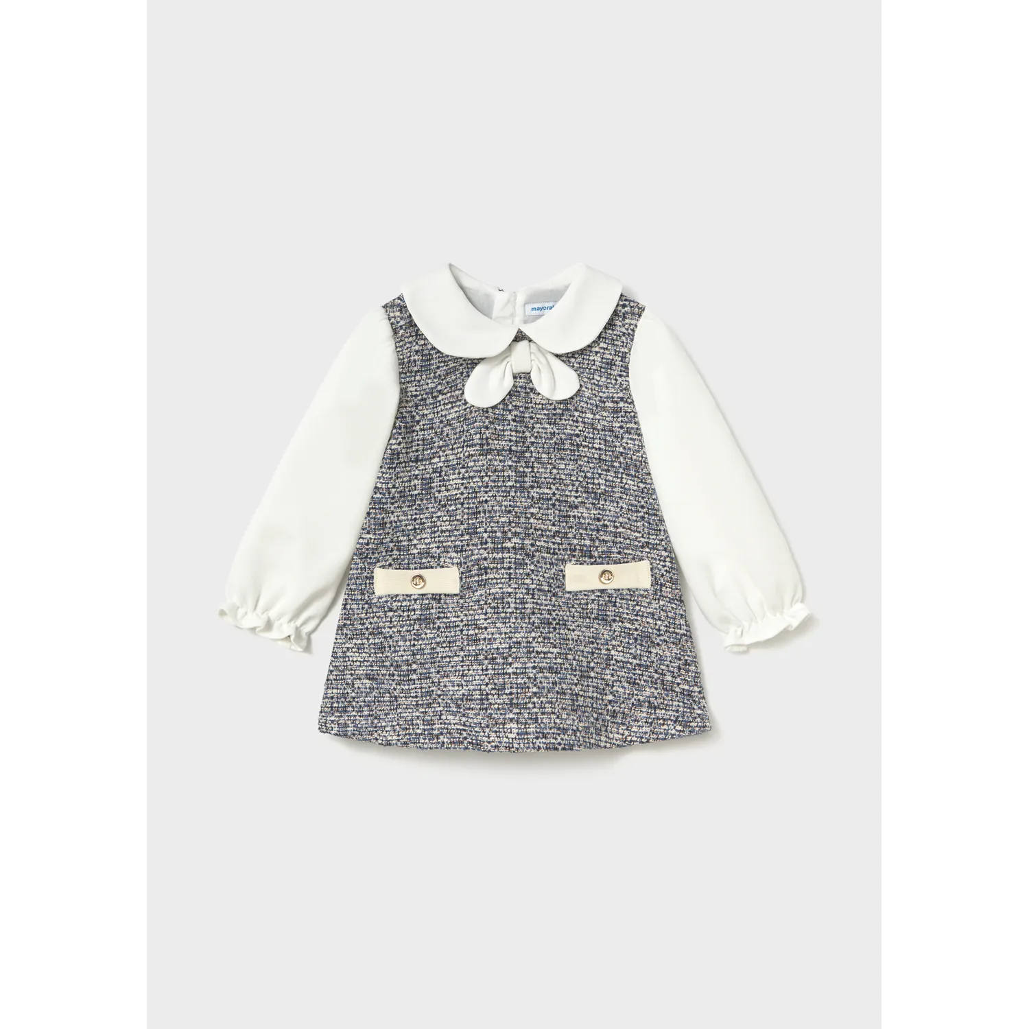 NAVY & CREAM TWEED DRESS COMBINED / 2948-030