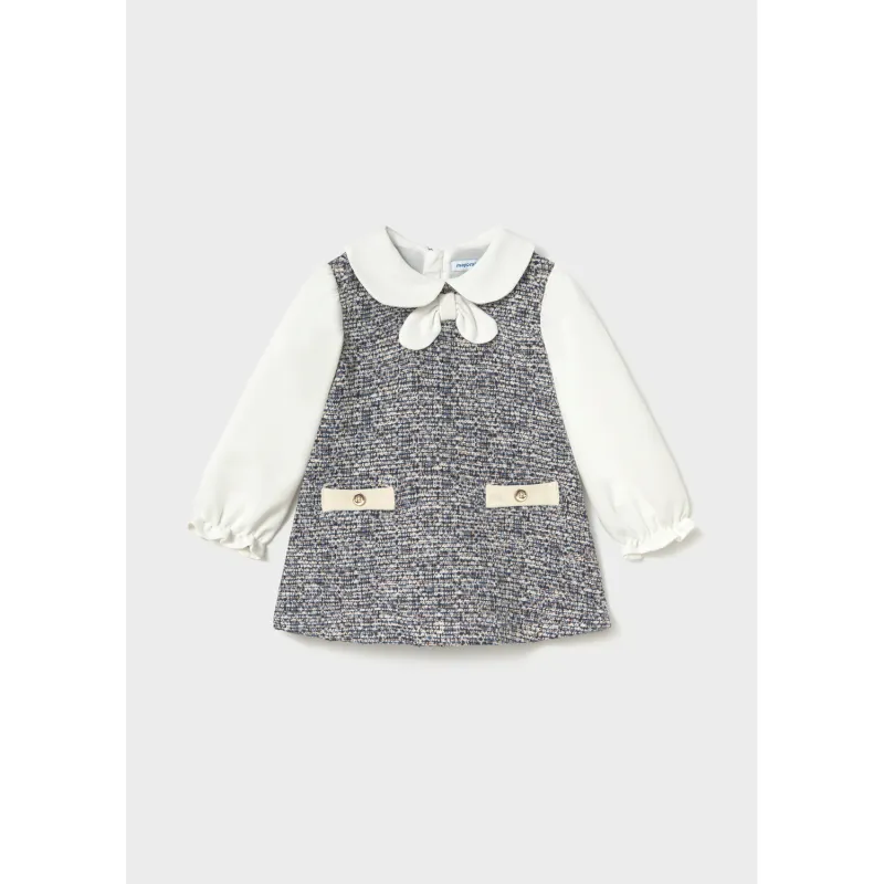 NAVY & CREAM TWEED DRESS COMBINED / 2948-030