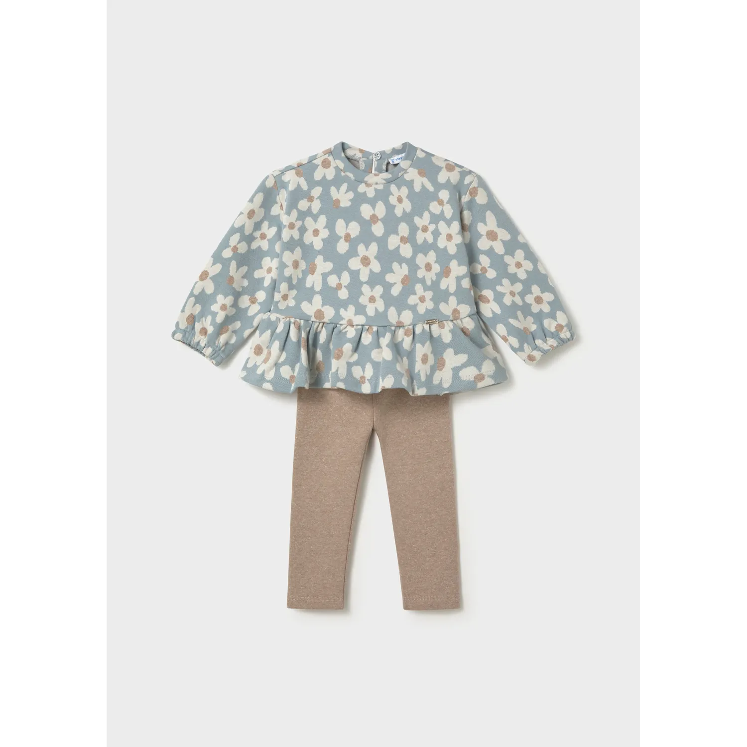 2PC BLUE & TAN LEGGING SET DAISY PRINT TOP / 2781-085