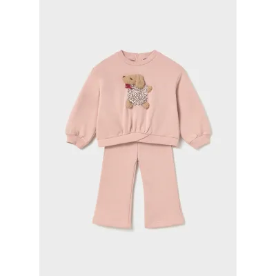 2PC PINK TRACKSUIT PUPPY APPLIQUE / 2838-079