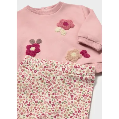 2PC PINK LEGGING SET FLORAL PRINT LEGGING / 2759-090