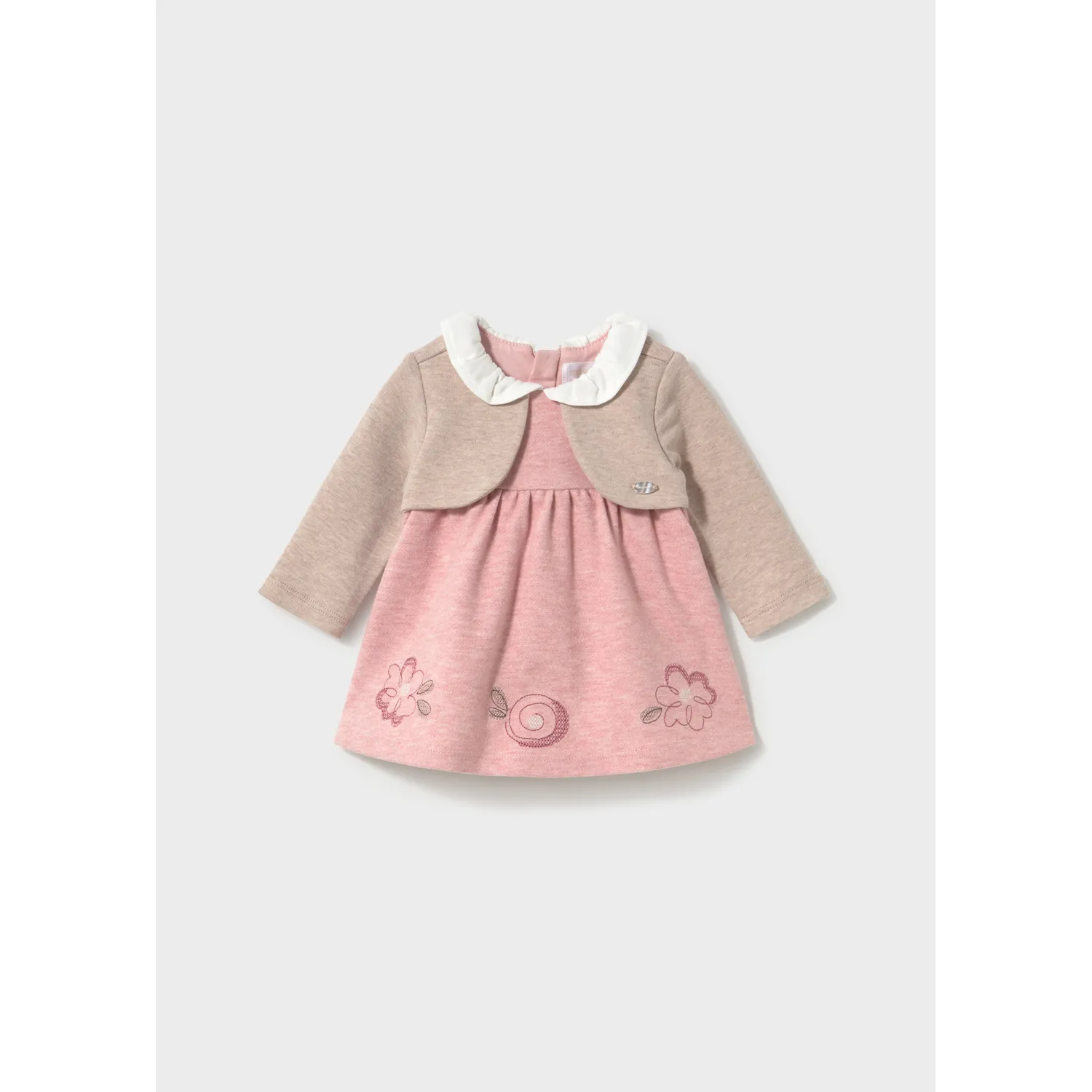 PINK DRESS WITH BEIGE KNIT IMITATION CARDIGAN / 2817-092 PINK DRESS WITH BEIGE KNIT IMITATION CARDIGAN / 2817-092