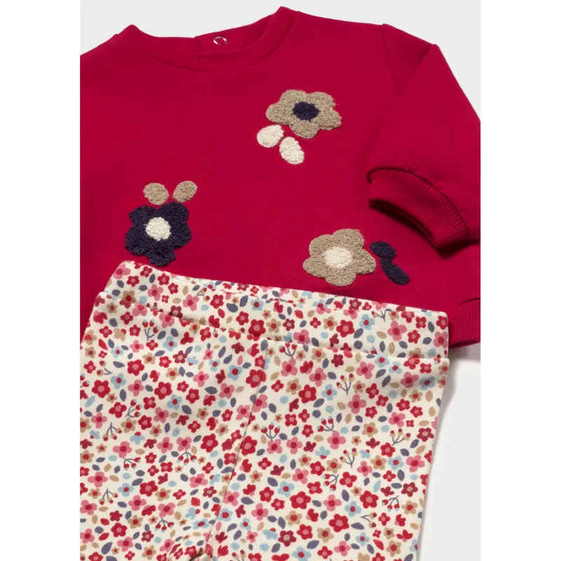 2PC RED TOP FLORAL LEGGING SET / 2759-091