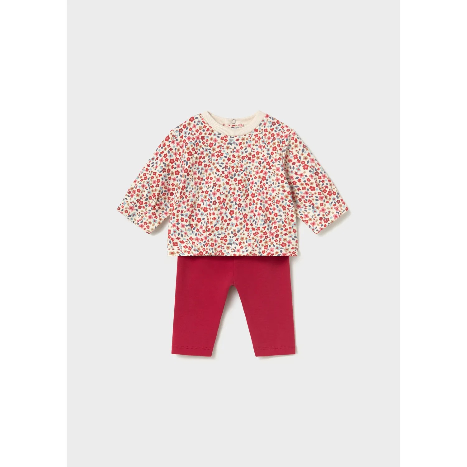 2PC RED FLORAL TOP & RED LEGGING SET / 2759-091A