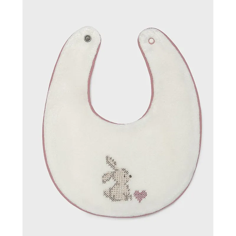 WHITE BIB RABBIT EMBROIDERY REVERSIBLE / 9138-059A