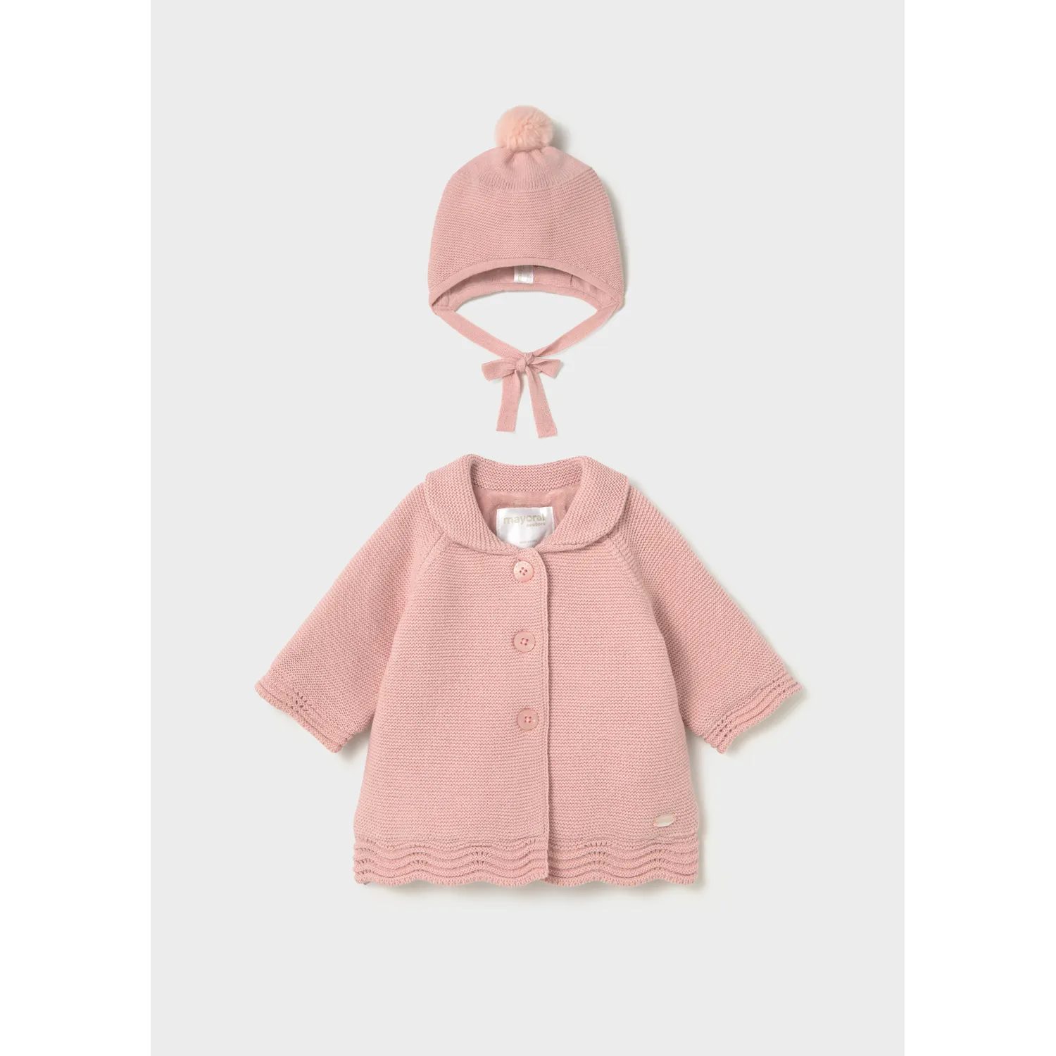 BABY ROSE KNIT COAT WITH HAT / 2403-087