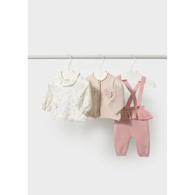 3PC BEIGE & ROSE KNIT PANT SET PRINTED TSHIRT / 2516-036 3PC BEIGE & ROSE KNIT PANT SET PRINTED TSHIRT / 2516-036