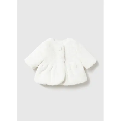 OFF WHITE FAUX FUR COAT / 2406-093