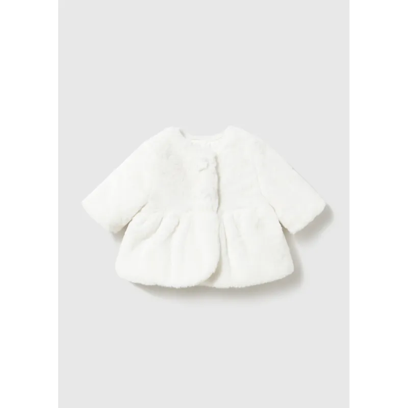 OFF WHITE FAUX FUR COAT / 2406-093