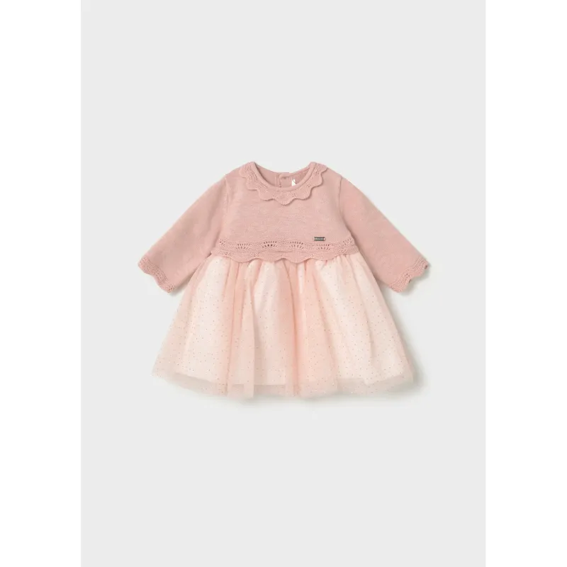 PINK KNIT & TULLE DRESS SPARKLY / 2809-048