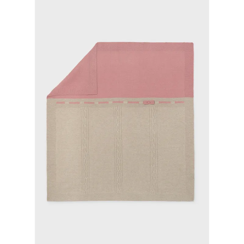 TAUPE & PINK KNIT BLANKET / 9131-038