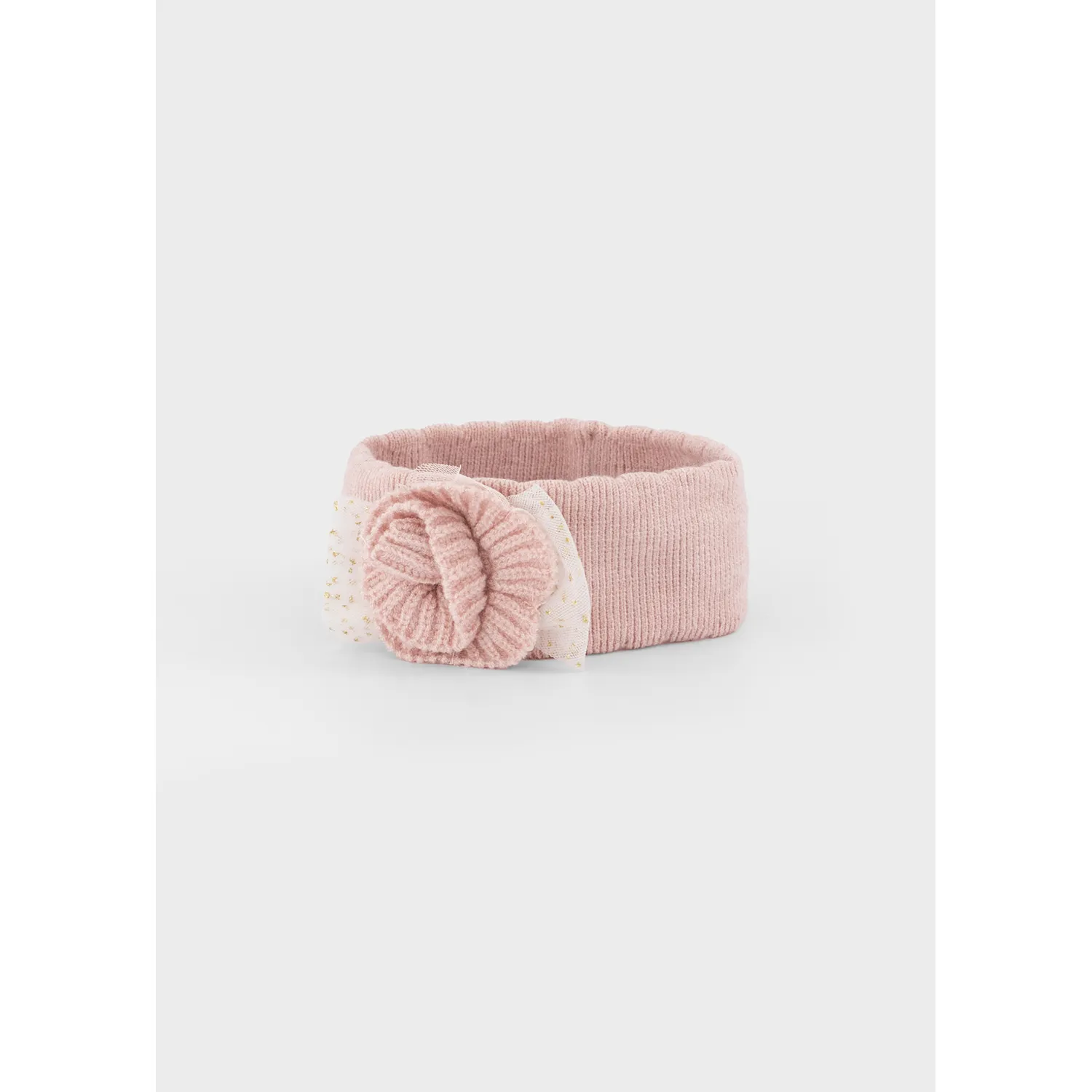 BABY ROSE KNIT HEADBAND FLOWER APPLIQUE / 9133-083