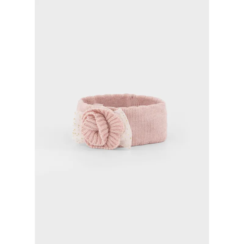 BABY ROSE KNIT HEADBAND FLOWER APPLIQUE / 9133-083