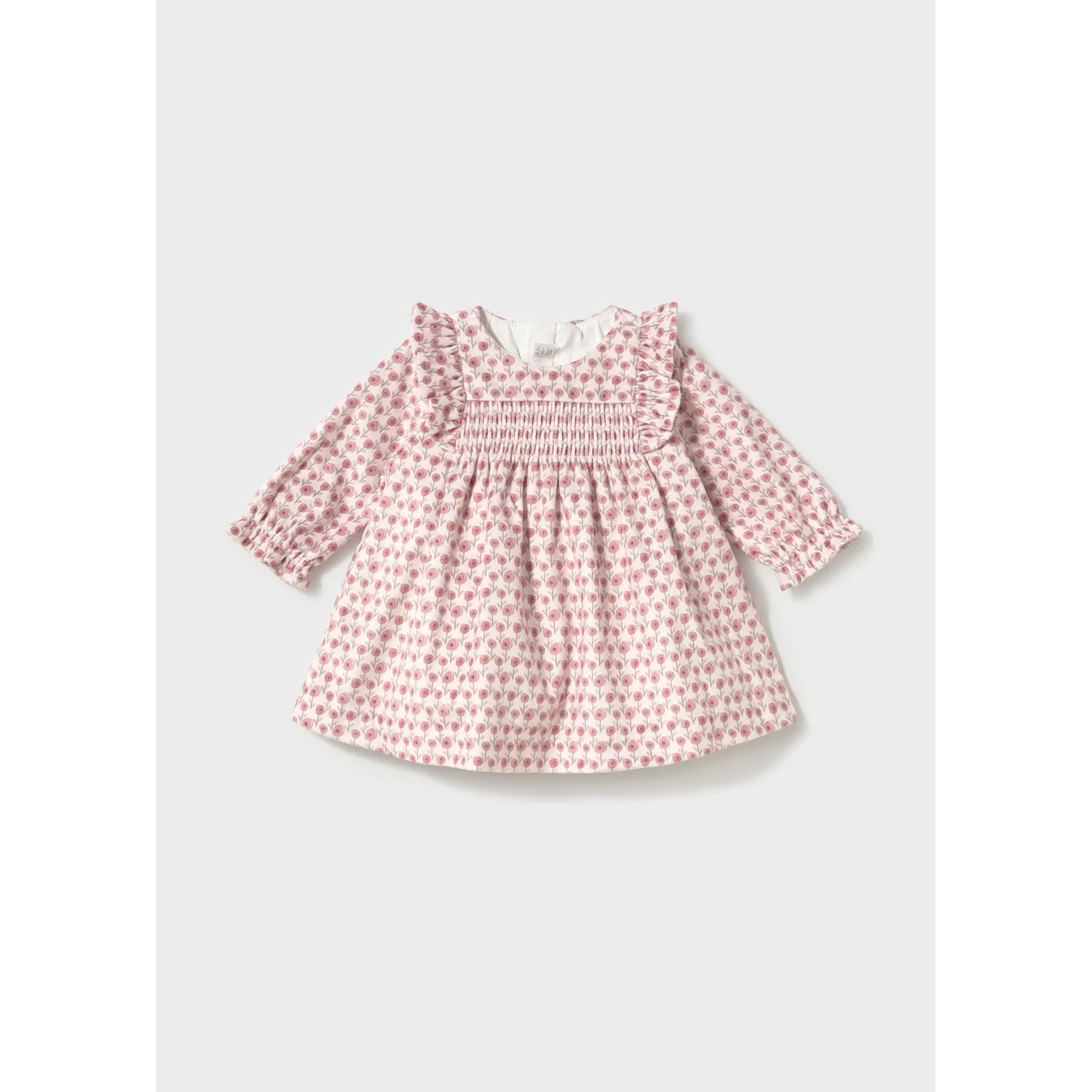 ROSE PRINTED VELVET DRESS SMOCKED BODICE / 2816-024