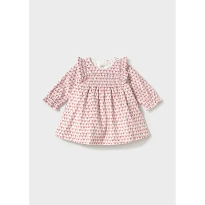 ROSE PRINTED VELVET DRESS SMOCKED BODICE / 2816-024