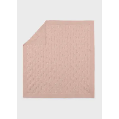 PALE ROSE KNIT BLANKET RAISED PATTERN OVAL / 9131-040