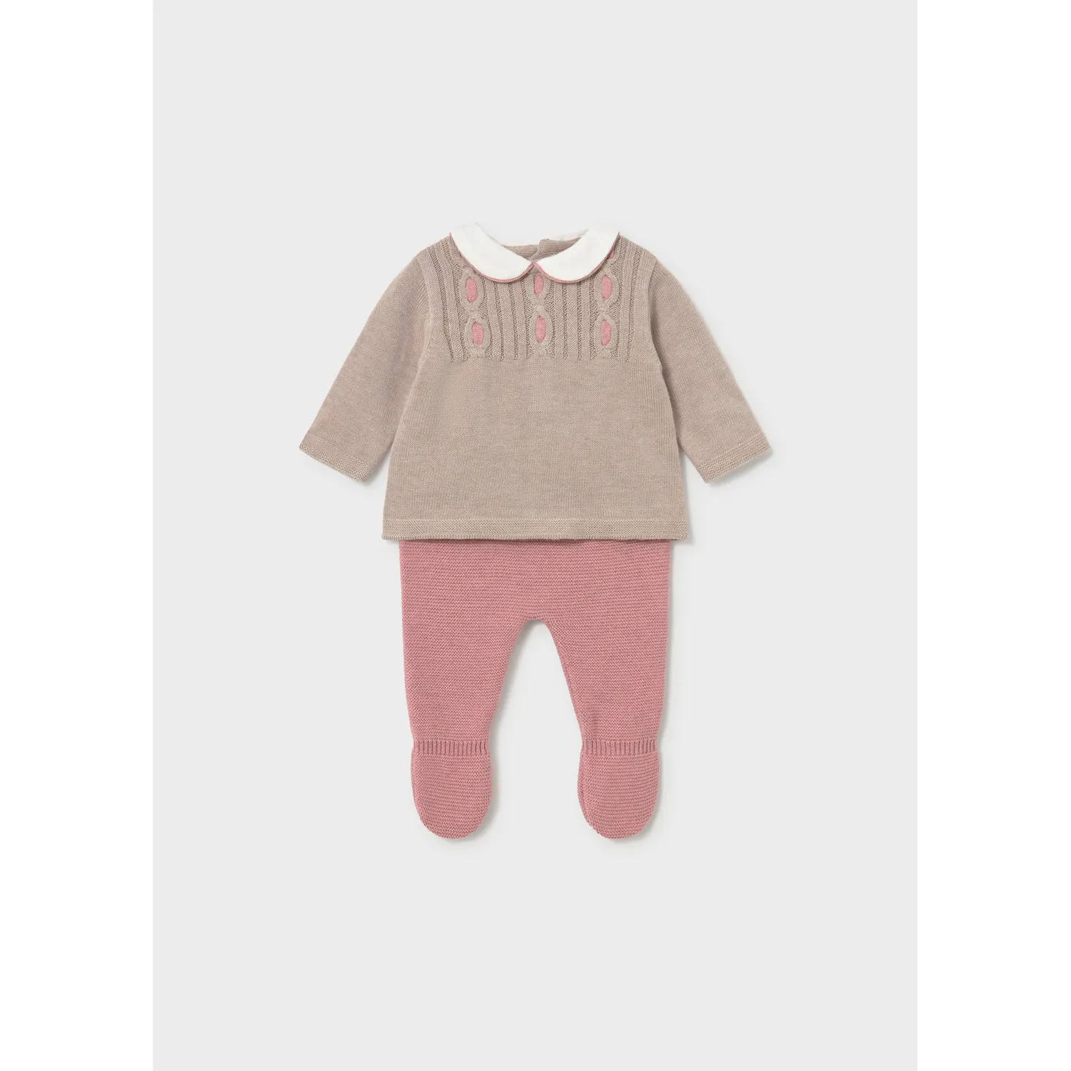 2PC TAUJPE & PINK KNIT PANT SET 9-18M NO FEET / 2501-093 2PC TAUJPE & PINK KNIT PANT SET 9-18M NO FEET / 2501-093