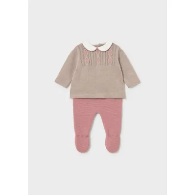 2PC TAUJPE & PINK KNIT PANT SET 9-18M NO FEET / 2501-093