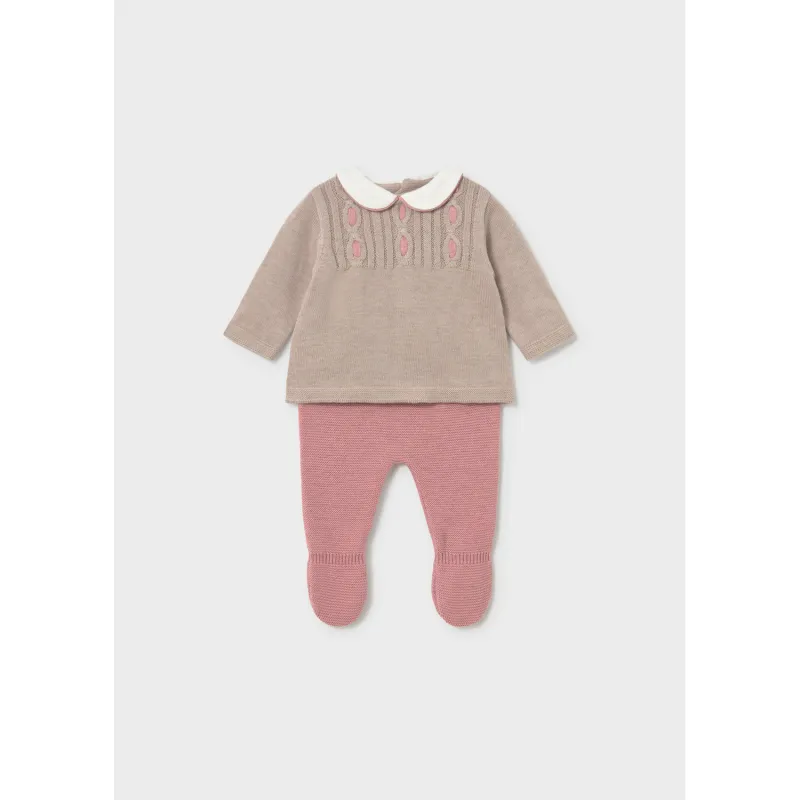 2PC TAUJPE & PINK KNIT PANT SET 9-18M NO FEET / 2501-093