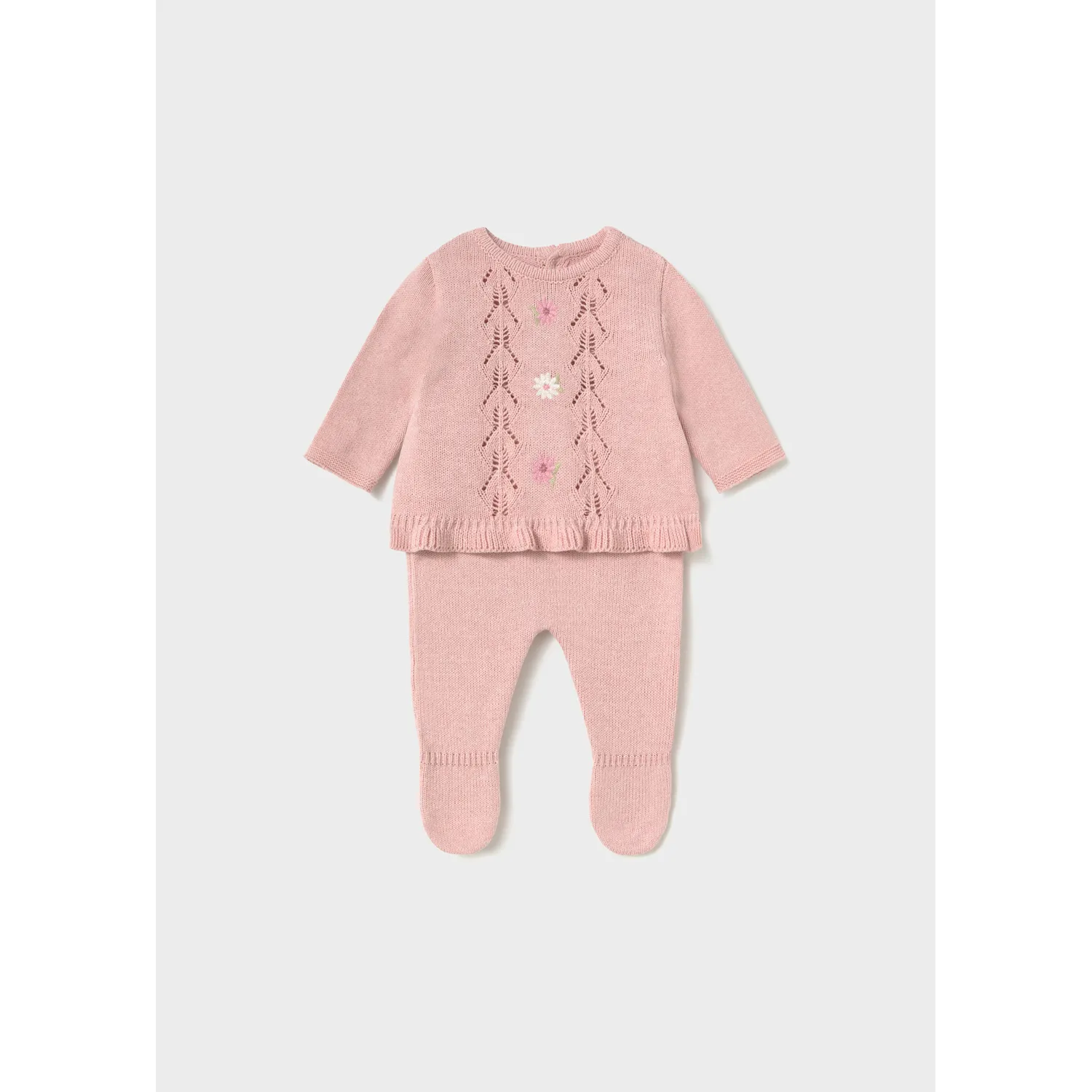 2PC ROSE KNIT PANT SET 9-18M NO FEET / 2501-095