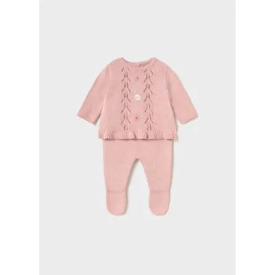 2PC ROSE KNIT PANT SET 9-18M NO FEET / 2501-095