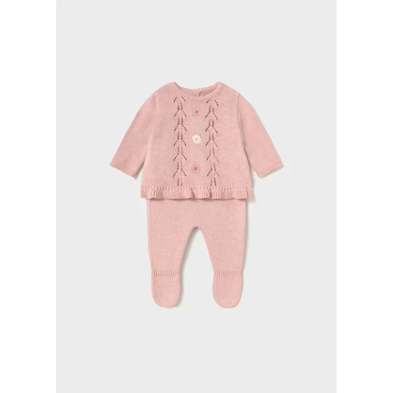 2PC ROSE KNIT PANT SET 9-18M NO FEET / 2501-095