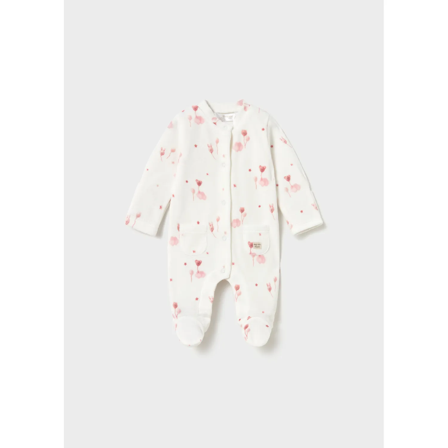CREAM & ROSE VELOUR SLEEPER FRONT CLOSURE PRINT / 2761-058
