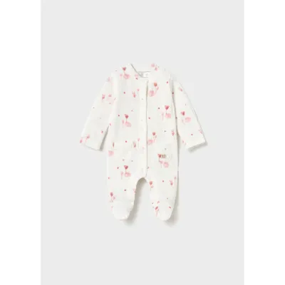 CREAM & ROSE VELOUR SLEEPER FRONT CLOSURE PRINT / 2761-058