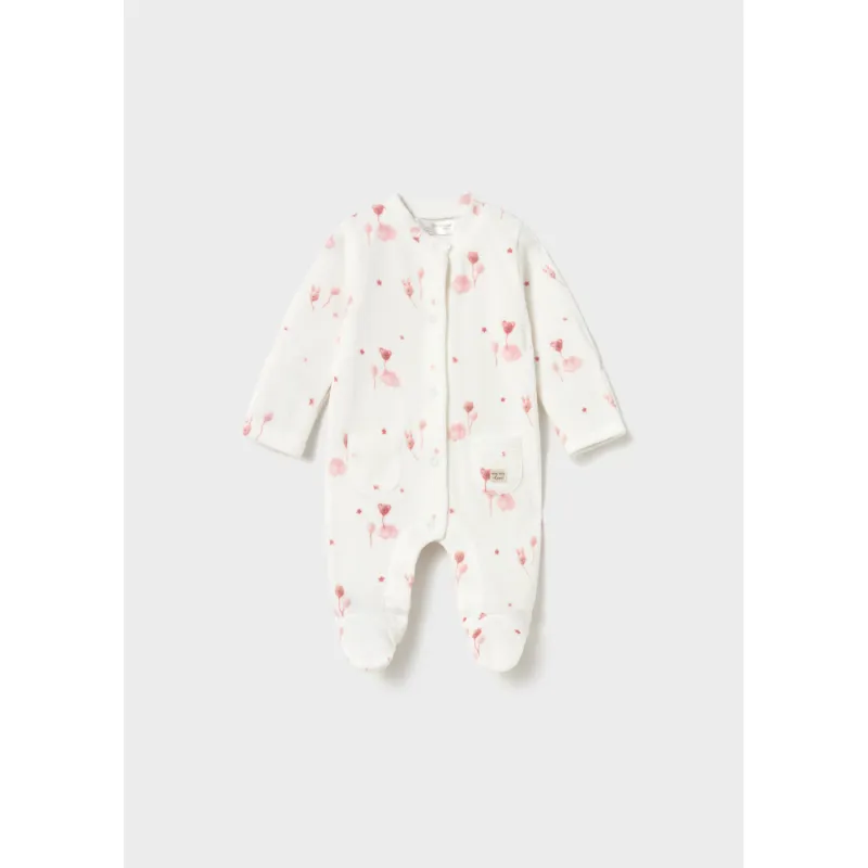 CREAM & ROSE VELOUR SLEEPER FRONT CLOSURE PRINT / 2761-058