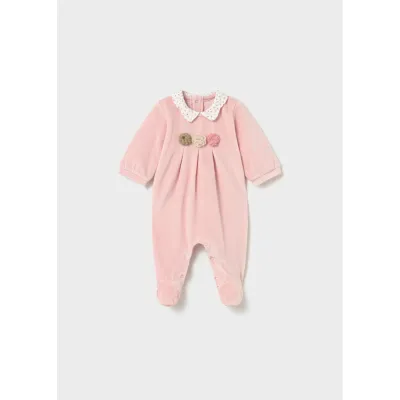 BABY ROSE VEOUR SLEEPER PRINTED COLLAR / 2752-080