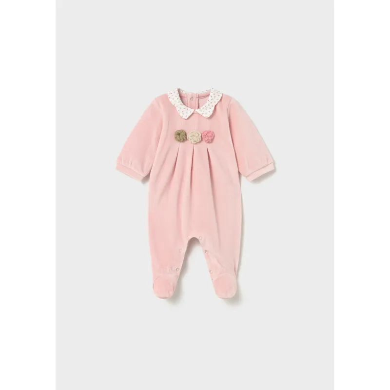BABY ROSE VEOUR SLEEPER PRINTED COLLAR / 2752-080
