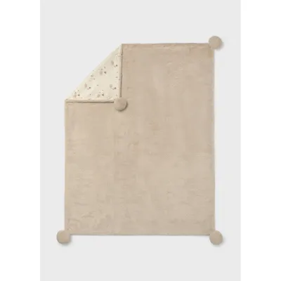 BIEGE FAUX FUR BLANKET PRINTED LINING / 9143-072