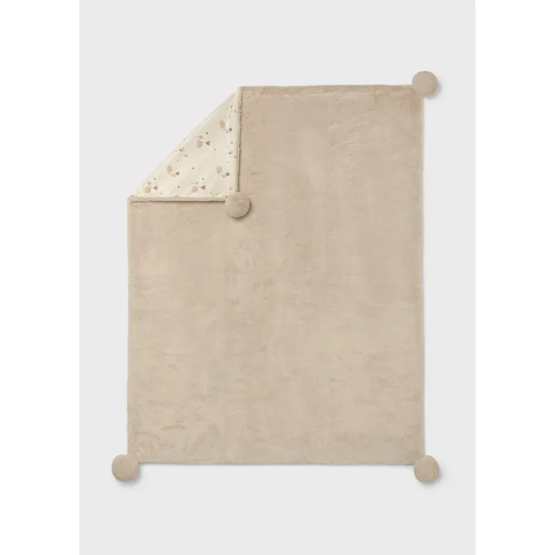 BIEGE FAUX FUR BLANKET PRINTED LINING / 9143-072