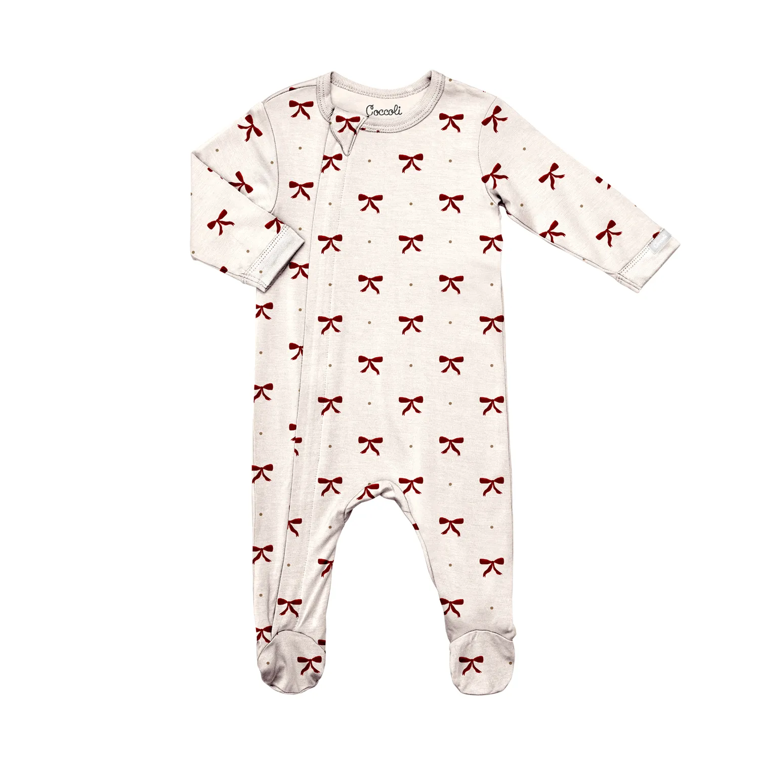 CREAM SLEEPER RED BOW PRINT 2WAY ZIPPER / PZM6125-235